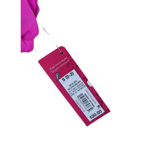 Xhilaration Bikini Top Ruffle Colorblock Triangle Juniors S Pink Strappy Halter - Picture 5 of 8